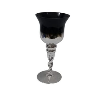 Silver Black Candle Holder -Chrome Finish