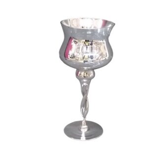 Candle Holder 35Cm Silver Twisted Stem