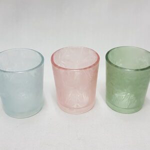 Candle Holder Glass With Decal Design (Assorted Colors)