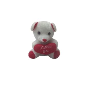 18Cm Teddy White/Red With Heart