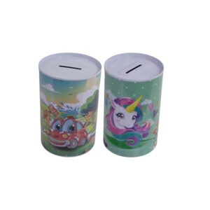 Tin Coin Piggy Bank #2 7.5Cm (Assorted Designs)