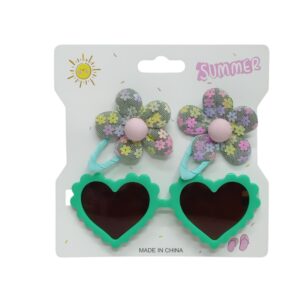 Kids 2Pce Sunglasses With Hair Clip Set